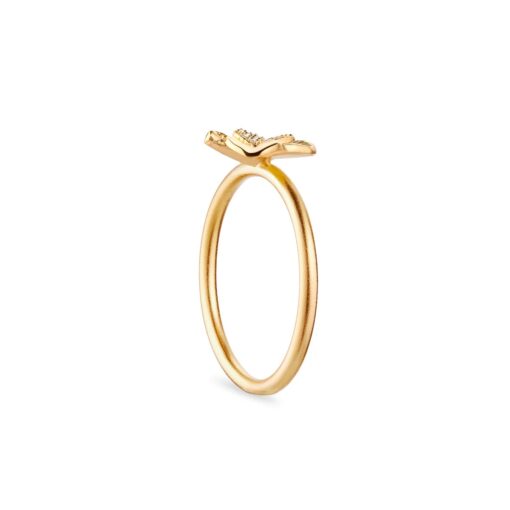 FLORA DANICA FIRKLØVER RING PAVÉ FORGYLDT SØLV - FLC-RI-G-PAVE - Image 4