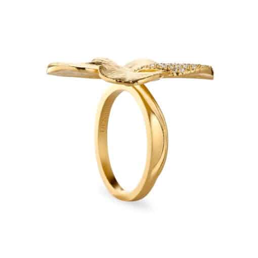 FLORA DANICA STAREMENT RING FIRKLØVER PAVÉ FORGYLDT SØLV - FLC-STRI-G-PAVE - Image 4