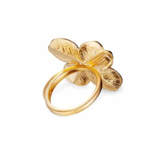 FLORA DANICA STAREMENT RING FIRKLØVER PAVÉ FORGYLDT SØLV - FLC-STRI-G-PAVE - Image 5