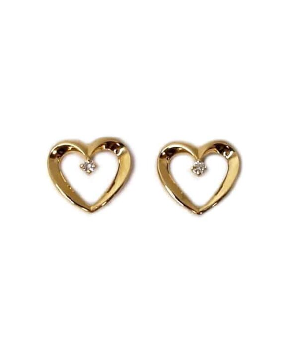 CHRISTOFFERSEN JEWELLERY HJERTE ØRESTIKKER 14 KARAT GULD MED 0,024 CARAT BRILLANTER – 3000864