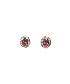 CHRISTOFFERSEN JEWELLERY ØRESTIKKER 14 KARAT GULD MED PINK SAFIR OG BRILLANTER – 3070104-43