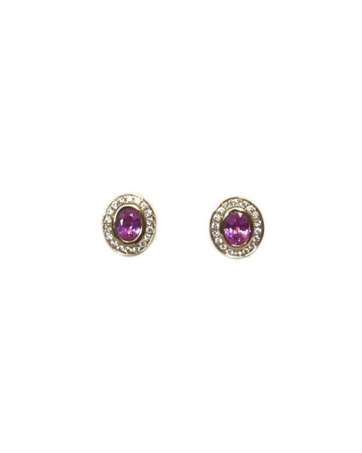 CHRISTOFFERSEN JEWELLERY ØRESTIKKER 14 KARAT GULD MED PINK SAFIR OG BRILLANTER – 3070104-43