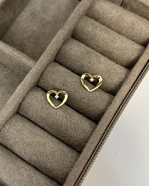 CHRISTOFFERSEN JEWELLERY HJERTE ØRESTIKKER 14 KARAT GULD MED 0,024 CARAT BRILLANTER – 3000864 - Image 2