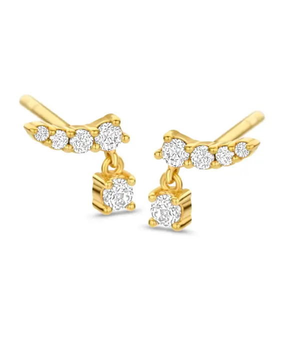 SPIRIT ICONS ‘SPARKLE’ ØRERINGE SØLV FORGYLDT MED STENE - 42412