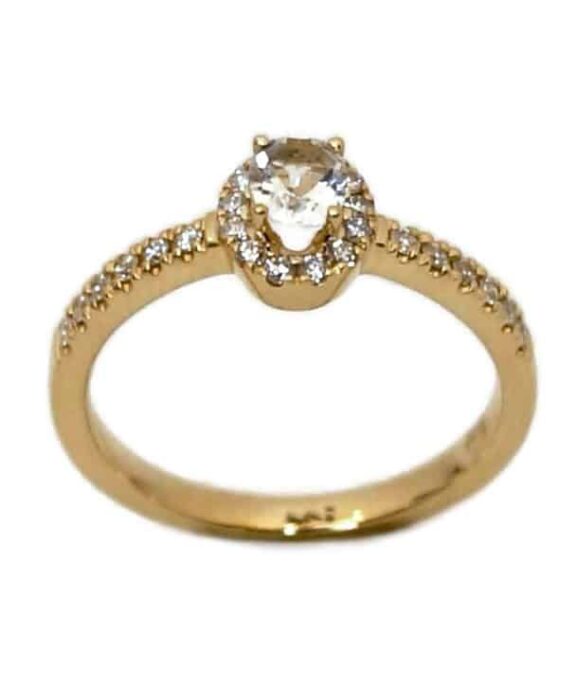 CHRISTOFFERSEN JEWELLERY ROSET RING 14 KARAT GULD MED TOPAS OG BRILLANTER – 5040129