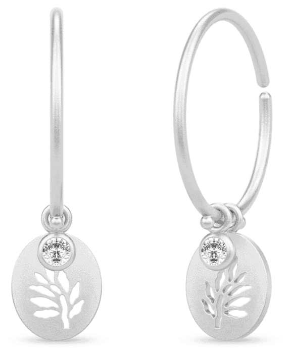 JULIE SANDLAU LIVETS TRÆ HOOPS ØRERINGE I SØLV - HPS133RHCZ