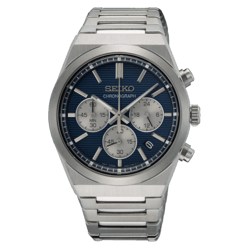 SEIKO CHRONOGRAF BLÅ SKIVE STÅL LÆMKE - SSB453P1