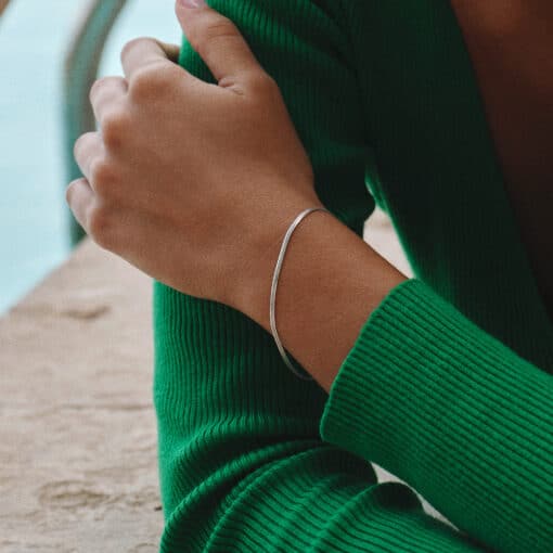 CAMILLE BRINCH SMALL ESSENTIA SNAKE ARMBÅND SØLV - SESB-17