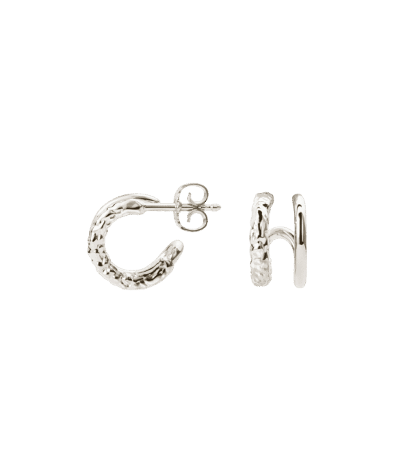 CAMILLE BRINCH SMALL TWIN ESSENTIA SØLV ØRERINGE - STEH