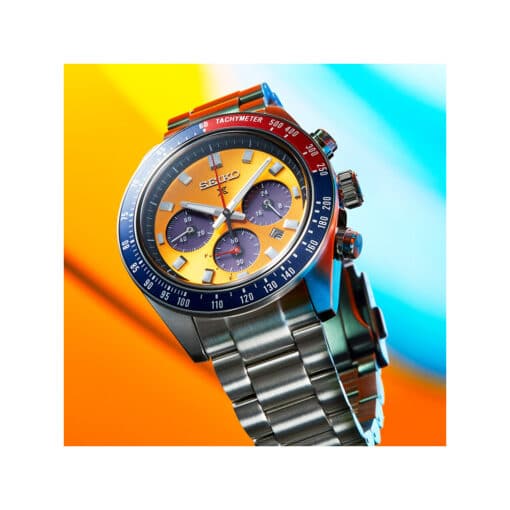SEIKO PROSPEX SOLAR UR HERRE MED ORANGE SKIVE - SSC947P1 - Billede 2