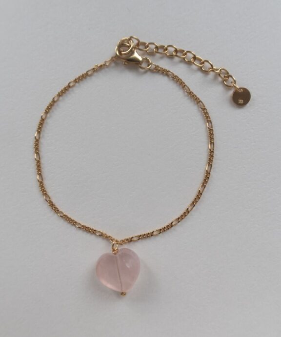 STINE A AMOUR SØLV FORGYLDT ARMBÅND MED ROSA KVARTS - 3222-02-OS