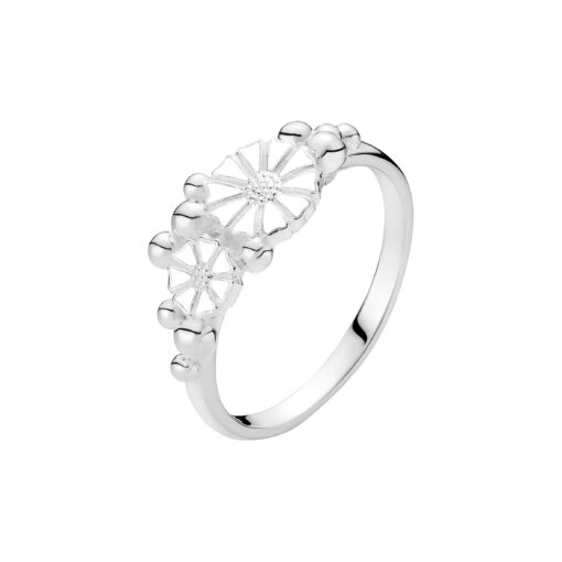LUND COPENHAGEN MARGUERIT RING I SØLV MED HVID EMALJE - 9075068-H