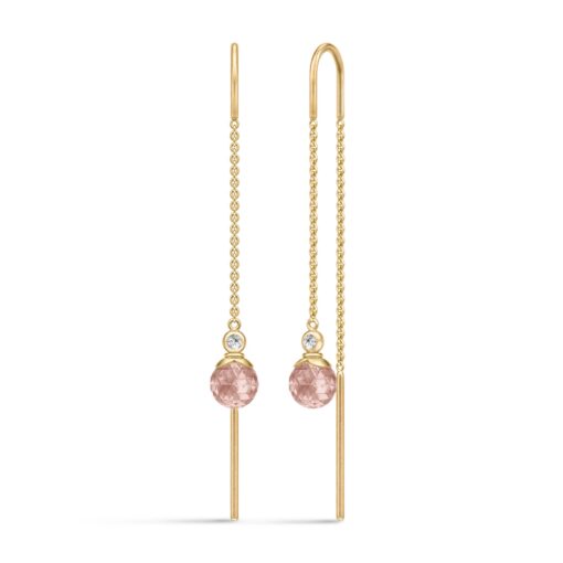 JULIE SANDLAU BERRY CHAIN EARRING MED TURMALIN ROSE FARVET KRYSTAL - HKS790GDTRCRCZ