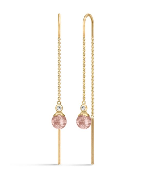 JULIE SANDLAU BERRY CHAIN EARRING MED TURMALIN ROSE FARVET KRYSTAL - HKS790GDTRCRCZ