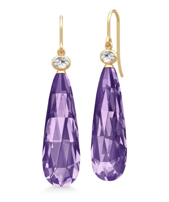 JULIE SANDLAU OFELIA DROP ØRERINGE MED AMETYST FARVET KRYSTAL - HKS809GDATCRCZ