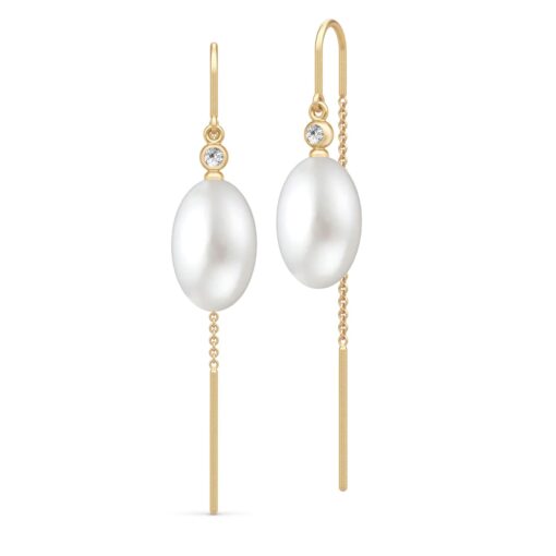 JULIE SANDLAU AFRODITE CHAIN ØRERINGE MED HVID PERLE - HKS812GDWHPLCZ