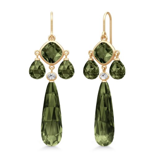JULIE SANDLAU OFELIA CHANDELIERS ØRERINGE MED OLIVIEN GRØN KRYSTAL - HKS822GDOLCRCZ