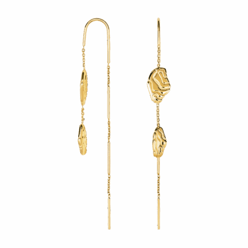 CAMILLE BRINCH LONG LIQUID FLOW EARLINES ØRERINGE FORGYLDT SØLV - LLFE-FG