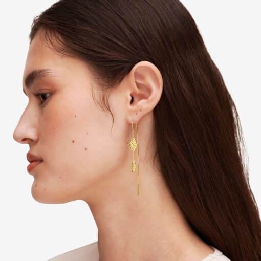 CAMILLE BRINCH LONG LIQUID FLOW EARLINES ØRERINGE FORGYLDT SØLV - LLFE-FG - Billede 2