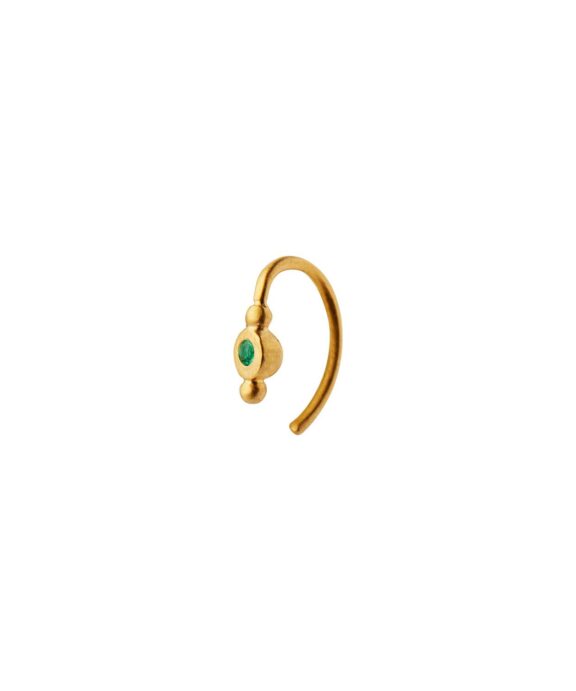 STINE A SØLV FORGYLDT PETIT BON-BON ØRERING MED GRØN ZIRKONIA - 1005-02-S-Green