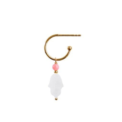 STINE A SWEET HAMSA ØRERING FORGYLDT SØLV MED CORAL OG PERLEMOR-VEDHÆNG - 1393-02-S