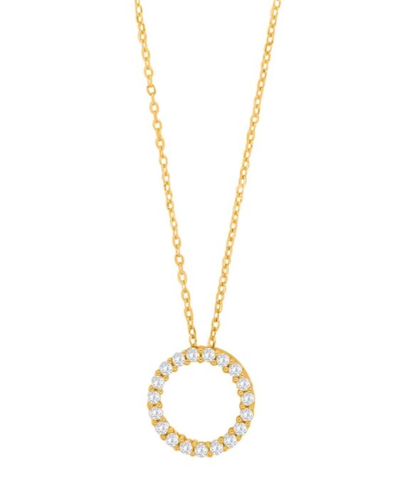 JOANLI NOR CIRKEL HALSKÆDE OBINOR I FORGYLDT SØLV MED STEN - 20452325900