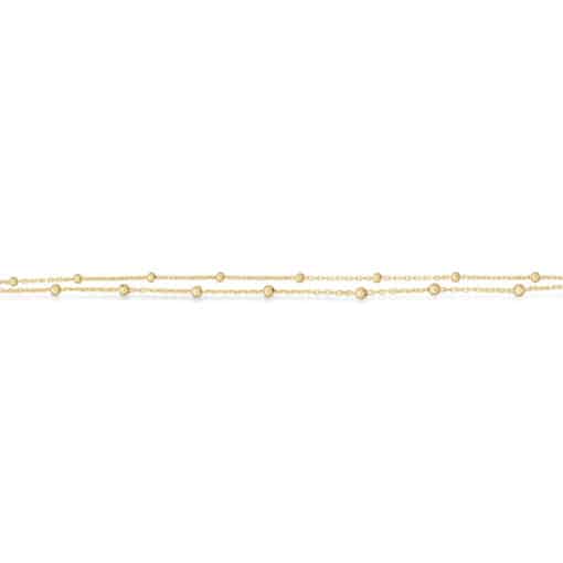 SCROUPLES ARMBÅND DOBBELT RÆKKET I FORGYLDT SØLV MED KUGLER 17+2 CM - 39972A,M
