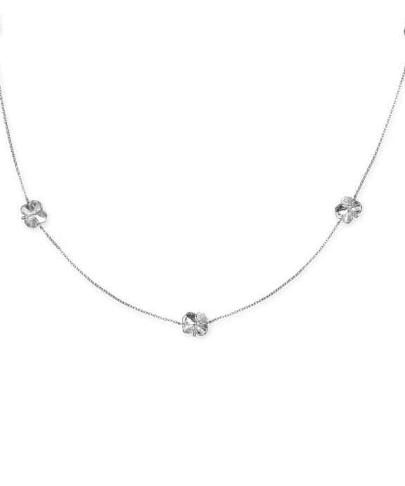 FLORA DANICA FIRKLØVER HALSKÆDE I SØLV MED FEM KLØVERE - FLC-NELO-S