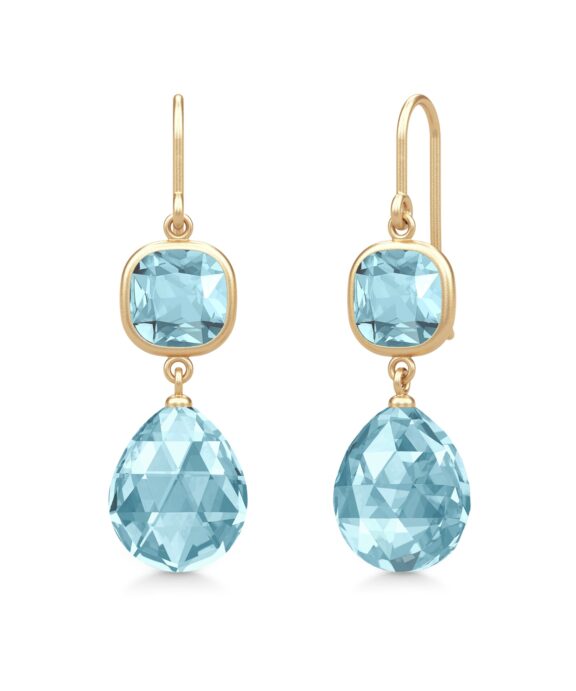 JULIE SANDLAU OLIVIA SØLV FORGYLDT ØREINGE MED ICE BLUE KRYSTAL - HKS728GDIBCR
