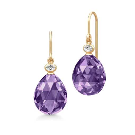 JULIE SANDLAU OFELIA ØRERINGE I FORGYLDT SØLV MED AMETHYST KRYSTAL - HKS780GDATCRCZ