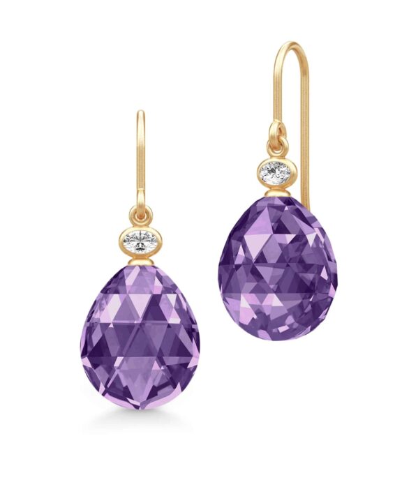 JULIE SANDLAU OFELIA ØRERINGE I FORGYLDT SØLV MED AMETHYST KRYSTAL - HKS780GDATCRCZ