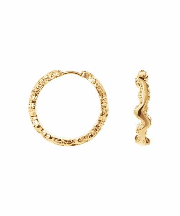 CAMILLE BRINCH LARGE SHINY SPARKLY HOOPS ØRERINGE I FORGYLDT SØLV - LSSPH-FG