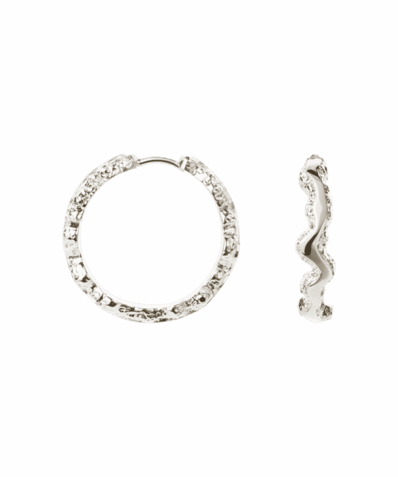 CAMILLE LARGE SHINY SPARKLY HOOPS ØRERINGE I SØLV - LSSPH