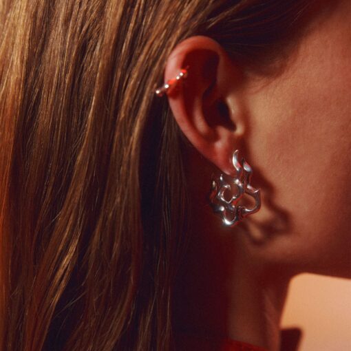 CAMILLE BRINCH MEDIUM INFINITY FLAMES HOOPS ØRERINGE SØLV - MIFLH - Billede 3