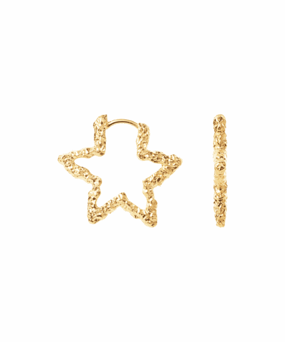 CAMILLE BRINCH STAR SPARKLY HOOPS ØRERINGE I FORGYLDT SØLV - STSPH-FG