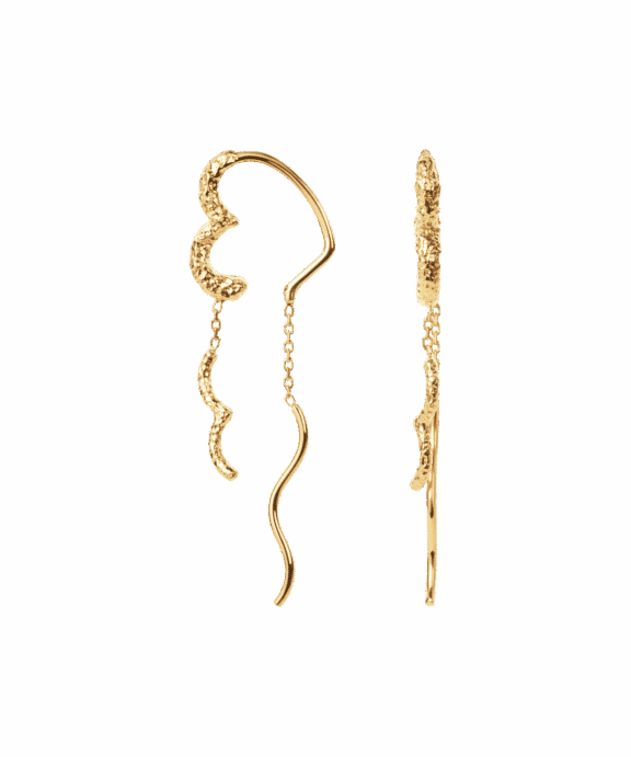 CAMILLE BRINCH WAVY SPARKLY HEART EARLINES ØRERINGE I FORGYLDT SØLV - WSPHE-FG