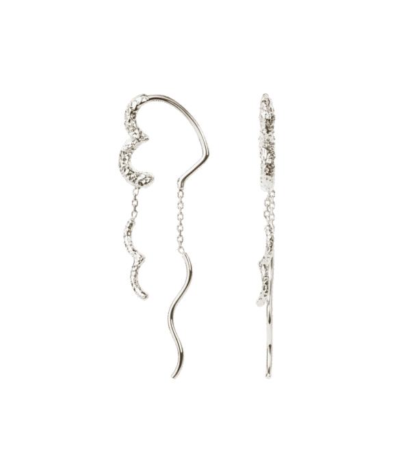 CAMILLE BRINCH WAVY SPARKLY HEART EARLINES ØRERINGE I SØLV - WSPHE