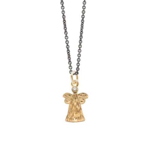 HEIRING SKYTSENGEL LUKKET I 14 KARAT GULD MED BRILLANT - 78-5-72BR