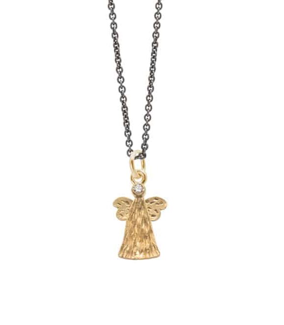 HEIRING SKYTSENGEL LUKKET I 14 KARAT GULD MED BRILLANT - 78-5-72BR