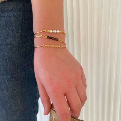 HEIRING GUL JADE TOP TIL MULTI ARMRING I FORGYLDT SØLV - 53-4-81FG - Billede 2
