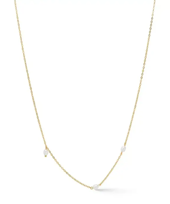 STUDIO SØLV FORGYLDT HALSKÆDE TRACE PEARL - 7223453