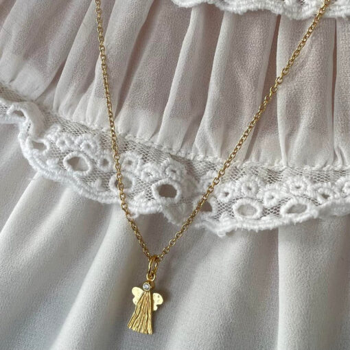 HEIRING SKYTSENGEL LUKKET I 14 KARAT GULD MED BRILLANT - 78-5-72BR - Billede 2