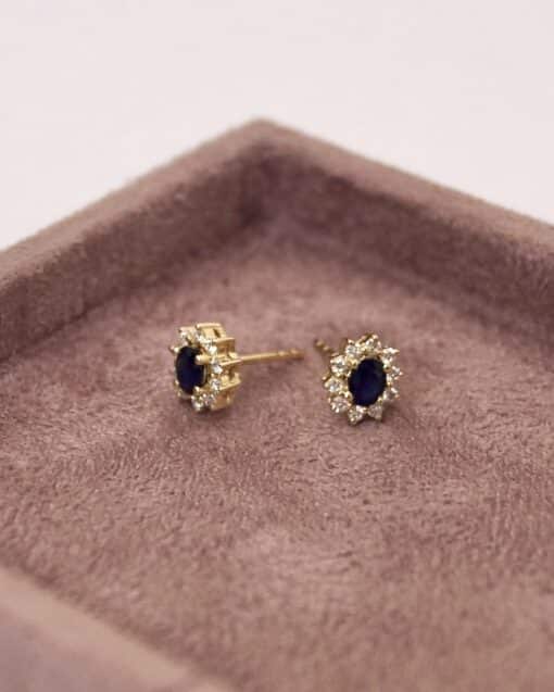 CHRISTOFFERSEN JEWELLERY ROSÉT ØRESTIKKER 14 KARAT GULD MED SAFIR OG BRILLANTER - 3070256G-SA - Billede 2