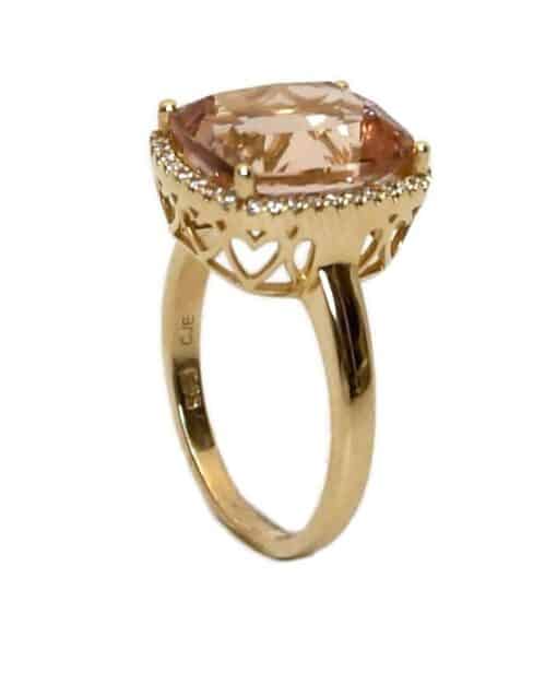 CHRISTOFFERSEN JEWELLERY ROSET RING 14 KARAT GULD MED MORGANIT OG 0,136 CARAT BRILLANTER - 5070956-53 - Billede 2