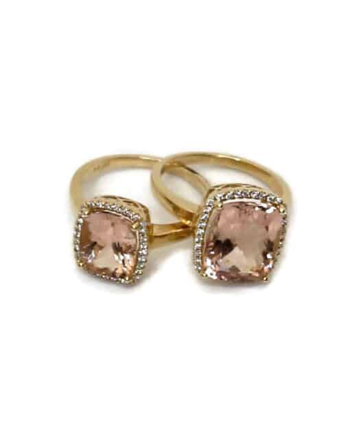 CHRISTOFFERSEN JEWELLERY ROSET RING 14 KARAT GULD MED MORGANIT OG 0,136 CARAT BRILLANTER - 5070956-53 - Billede 7