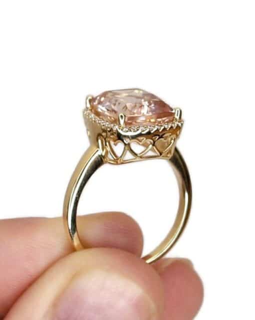 CHRISTOFFERSEN JEWELLERY ROSET RING 14 KARAT GULD MED MORGANIT OG 0,136 CARAT BRILLANTER - 5070956-53 - Billede 4