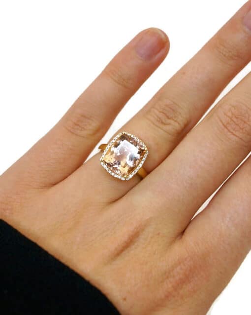 CHRISTOFFERSEN JEWELLERY ROSET RING 14 KARAT GULD MED MORGANIT OG 0,136 CARAT BRILLANTER - 5070956-53 - Billede 3