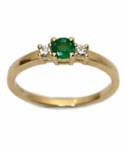 CHRISTOFFERSEN JEWELLERY RING 14 KARAT GULD MED GRØN SMARAGD OG 0,11 CARAT BRILLANTER - 5000490-SM