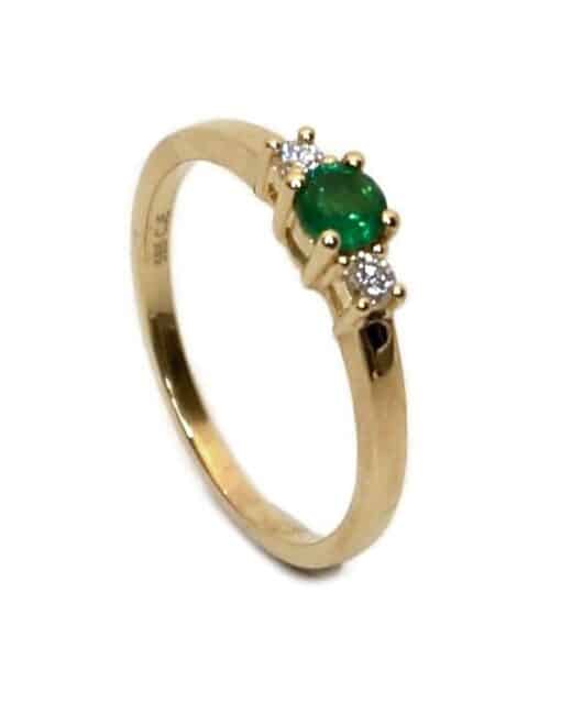 CHRISTOFFERSEN JEWELLERY RING 14 KARAT GULD MED GRØN SMARAGD OG 0,11 CARAT BRILLANTER - 5000490-SM - Billede 2