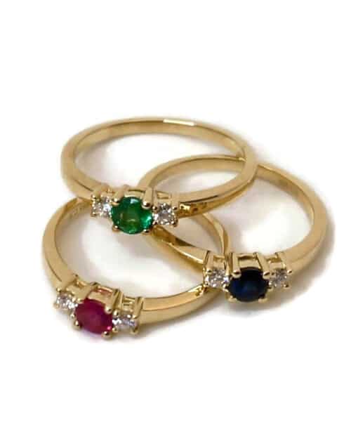 CHRISTOFFERSEN JEWELLERY RING 14 KARAT GULD MED BLÅ SAFIR OG 0,11 CARAT BRILLANTER – 5000490-SA - Billede 5